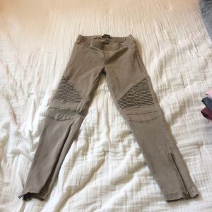 khaki moto pants